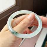 53.5mm A-Grade Natural Floral Jadeite Traditional Round Bangle No. 152155
