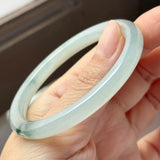 53.5mm A-Grade Natural Floral Jadeite Traditional Round Bangle No. 152155