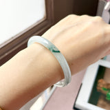 53.5mm A-Grade Natural Floral Jadeite Traditional Round Bangle No. 152155