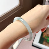 53.5mm A-Grade Natural Floral Jadeite Traditional Round Bangle No. 152155