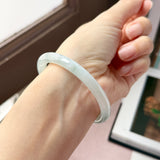 53.5mm A-Grade Natural Floral Jadeite Traditional Round Bangle No. 152155