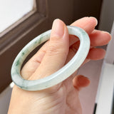 54.1mm A-Grade Natural Floral Jadeite Traditional Round Bangle No. 152156