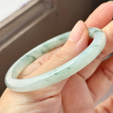 54.1mm A-Grade Natural Floral Jadeite Traditional Round Bangle No. 152156