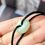 A-Grade Natural Green Jadeite Bagel on Infinity Silk Cord Bracelet No.190404