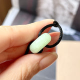 A-Grade Natural Green Jadeite Bagel on Infinity Silk Cord Bracelet No.190404