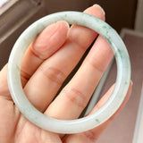 54.1mm A-Grade Natural Floral Jadeite Traditional Round Bangle No. 152156