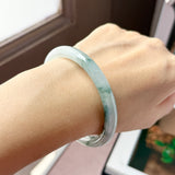 54.1mm A-Grade Natural Floral Jadeite Traditional Round Bangle No. 152156