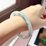 54.1mm A-Grade Natural Floral Jadeite Traditional Round Bangle No. 152156