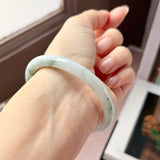 54.1mm A-Grade Natural Floral Jadeite Traditional Round Bangle No. 152156