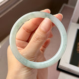 56.6mm A-Grade Natural Floral Jadeite Traditional Round Bangle No. 152157