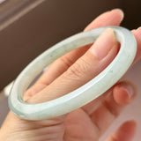 56.6mm A-Grade Natural Floral Jadeite Traditional Round Bangle No. 152157
