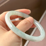 56.6mm A-Grade Natural Floral Jadeite Traditional Round Bangle No. 152157