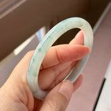 56.6mm A-Grade Natural Floral Jadeite Traditional Round Bangle No. 152157