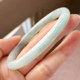 56.6mm A-Grade Natural Floral Jadeite Traditional Round Bangle No. 152157