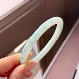 56.6mm A-Grade Natural Floral Jadeite Traditional Round Bangle No. 152157