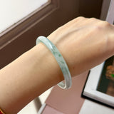 56.6mm A-Grade Natural Floral Jadeite Traditional Round Bangle No. 152157