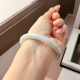 56.6mm A-Grade Natural Floral Jadeite Traditional Round Bangle No. 152157