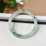 56.7mm A-Grade Natural Floral Jadeite Traditional Round Bangle No. 152158