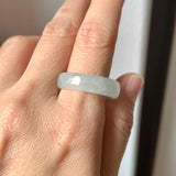 21.1mm A-Grade Natural Bluish Floral Jadeite Ring Band No.162525
