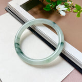 56.7mm A-Grade Natural Floral Jadeite Traditional Round Bangle No. 152158