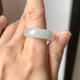 21.1mm A-Grade Natural Bluish Floral Jadeite Ring Band No.162525
