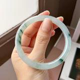 56.7mm A-Grade Natural Floral Jadeite Traditional Round Bangle No. 152158