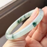 56.7mm A-Grade Natural Floral Jadeite Traditional Round Bangle No. 152158