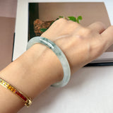 56.7mm A-Grade Natural Floral Jadeite Traditional Round Bangle No. 152158