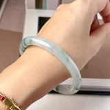 56.7mm A-Grade Natural Floral Jadeite Traditional Round Bangle No. 152158