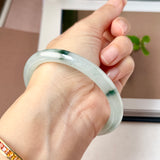 56.7mm A-Grade Natural Floral Jadeite Traditional Round Bangle No. 152158