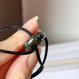 SOLD OUT: A-Grade Natural Black Jadeite Bagel on Infinity Silk Cord Bracelet No.190401