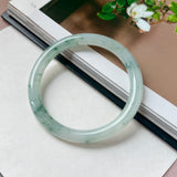 56.7mm A-Grade Natural Floral Jadeite Traditional Round Bangle No. 152159