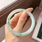 56.7mm A-Grade Natural Floral Jadeite Traditional Round Bangle No. 152159