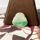 A-Grade Natural Moss On Snow Jadeite Buddha Pendant No.220170