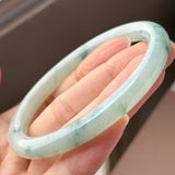 56.7mm A-Grade Natural Floral Jadeite Traditional Round Bangle No. 152159