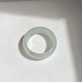 19mm A-Grade Natural Bluish Floral Jadeite Ring Band No.162526
