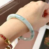 56.7mm A-Grade Natural Floral Jadeite Traditional Round Bangle No. 152159