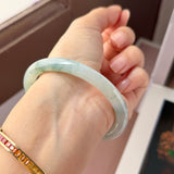 56.7mm A-Grade Natural Floral Jadeite Traditional Round Bangle No. 152159