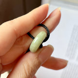 A-Grade Natural Yellowish Green Jadeite Bagel on Infinity Silk Cord Bracelet No.190406