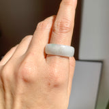 19mm A-Grade Natural Bluish Floral Jadeite Ring Band No.162526