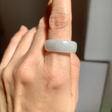 19mm A-Grade Natural Bluish Floral Jadeite Ring Band No.162526
