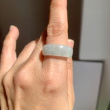 19mm A-Grade Natural Bluish Floral Jadeite Ring Band No.162526