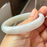56.1mm A-Grade Lilac Green Jadeite Modern Oval Bangle No.152024