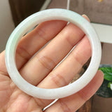 56.1mm A-Grade Lilac Green Jadeite Modern Oval Bangle No.152024