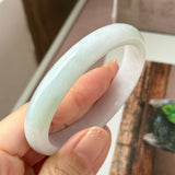 56.1mm A-Grade Lilac Green Jadeite Modern Oval Bangle No.152024