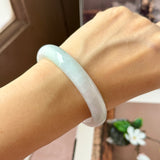 56.1mm A-Grade Lilac Green Jadeite Modern Oval Bangle No.152024