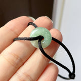 A-Grade Natural Bluish Green Jadeite Bagel on Infinity Silk Cord Bracelet No.190408