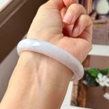 56.1mm A-Grade Lilac Green Jadeite Modern Oval Bangle No.152024