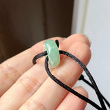 A-Grade Natural Bluish Green Jadeite Bagel on Infinity Silk Cord Bracelet No.190408