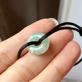 A-Grade Natural Bluish Green Jadeite Bagel on Infinity Silk Cord Bracelet No.190408